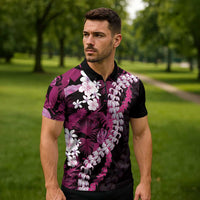 Akala Aloha Hawaii Lei Zipper Polo Shirt Tropical Flowers Elegant Vibe - Polynesian Pride