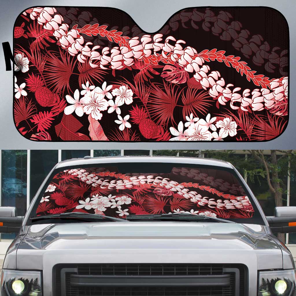 Ulaula Aloha Hawaii Lei Auto Sun Shade Tropical Flowers Elegant Vibe - Polynesian Pride