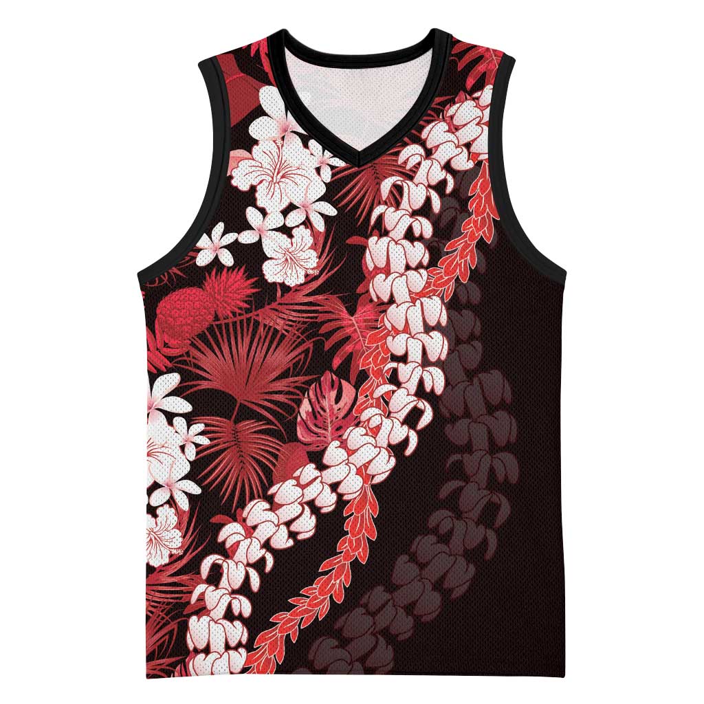 Ulaula Aloha Hawaii Lei Basketball Jersey Tropical Flowers Elegant Vibe - Polynesian Pride