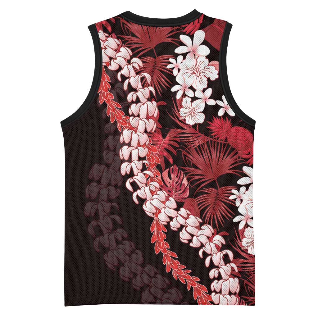 Ulaula Aloha Hawaii Lei Basketball Jersey Tropical Flowers Elegant Vibe - Polynesian Pride