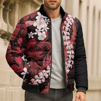 Ulaula Aloha Hawaii Lei Bomber Puffer Jacket Tropical Flowers Elegant Vibe - Polynesian Pride