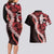 Ulaula Aloha Hawaii Lei Couples Matching Long Sleeve Bodycon Dress and Hawaiian Shirt Tropical Flowers Elegant Vibe - Polynesian Pride