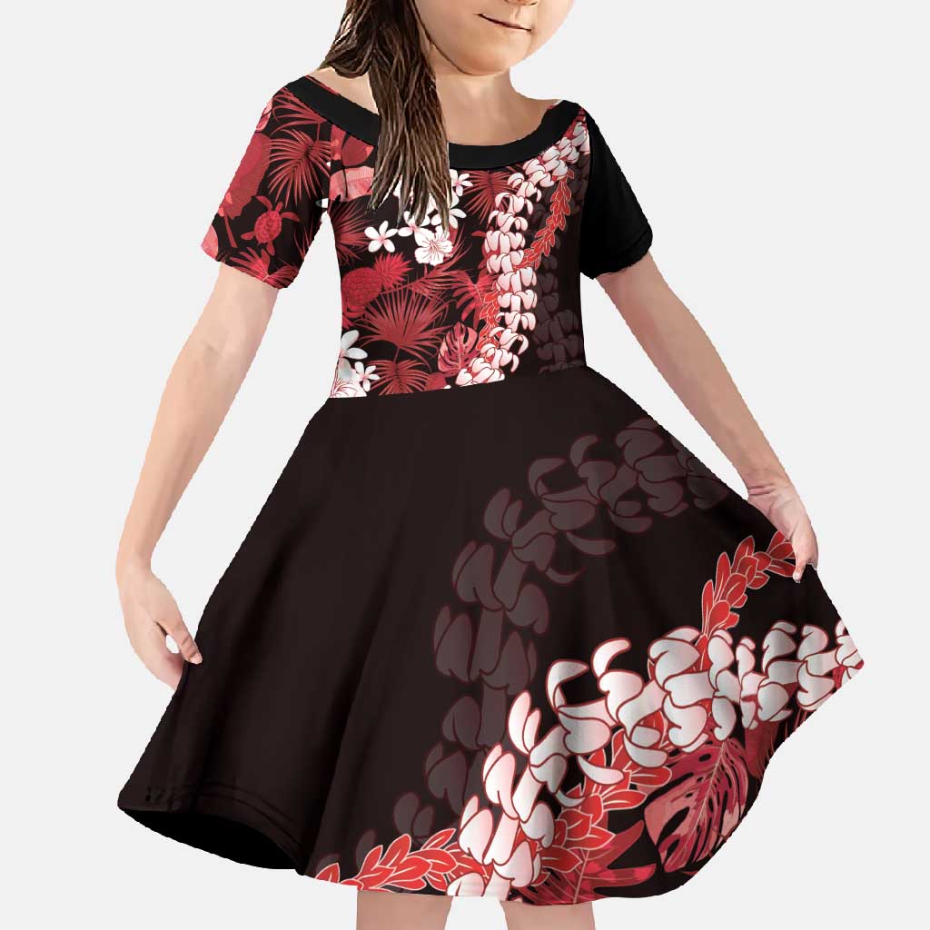 Ulaula Aloha Hawaii Lei Family Matching Long Sleeve Bodycon Dress and Hawaiian Shirt Tropical Flowers Elegant Vibe - Polynesian Pride