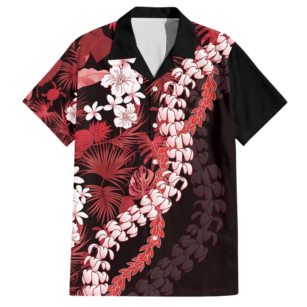 Ulaula Aloha Hawaii Lei Family Matching Off Shoulder Maxi Dress and Hawaiian Shirt Tropical Flowers Elegant Vibe LT14 Dad's Shirt - Short Sleeve Red - Polynesian Pride