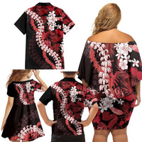 Ulaula Aloha Hawaii Lei Family Matching Off Shoulder Short Dress and Hawaiian Shirt Tropical Flowers Elegant Vibe LT14 - Polynesian Pride