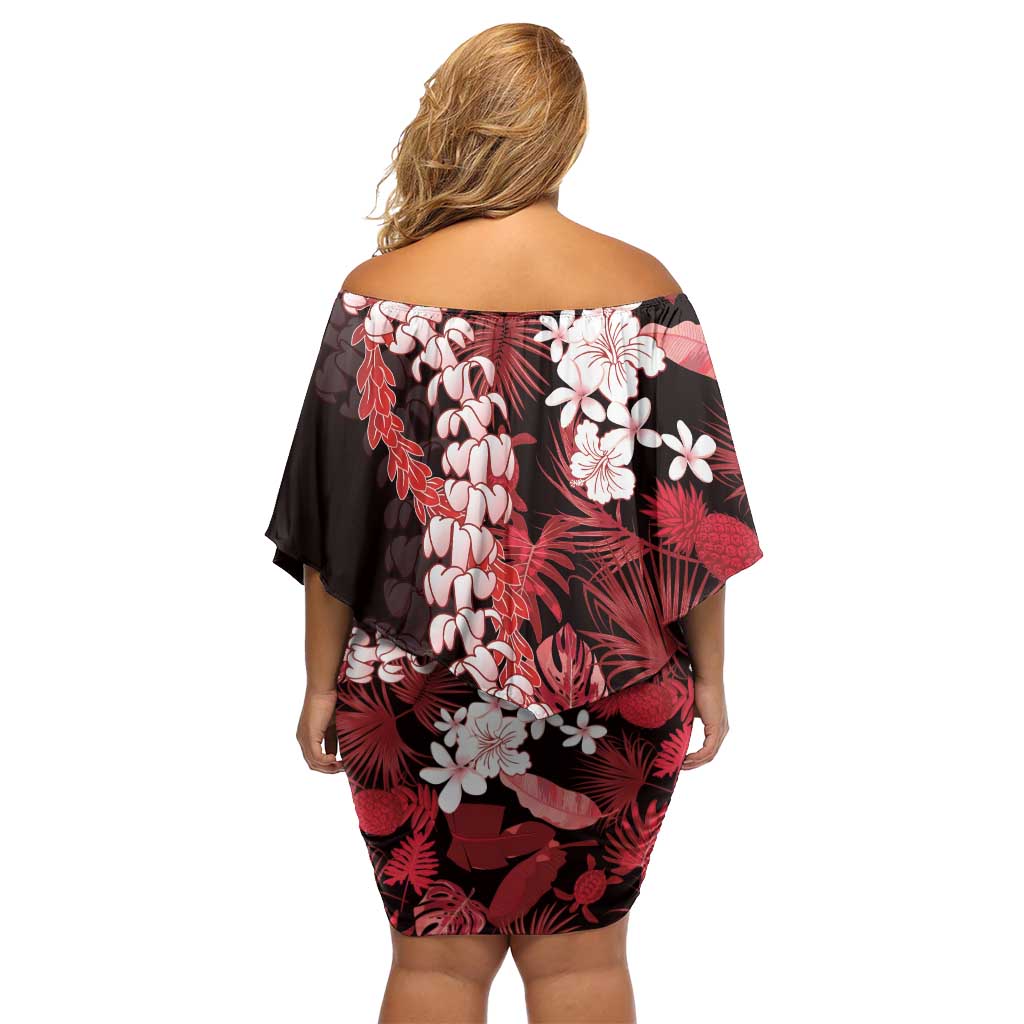 Ulaula Aloha Hawaii Lei Family Matching Off Shoulder Short Dress and Hawaiian Shirt Tropical Flowers Elegant Vibe LT14 - Polynesian Pride