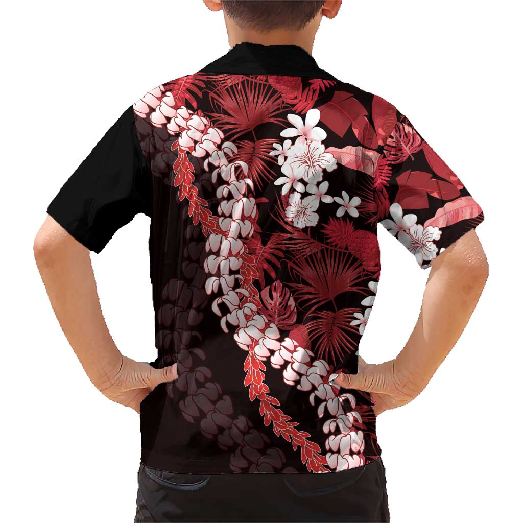 Ulaula Aloha Hawaii Lei Family Matching Short Sleeve Bodycon Dress and Hawaiian Shirt Tropical Flowers Elegant Vibe - Polynesian Pride