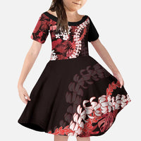 Ulaula Aloha Hawaii Lei Family Matching Summer Maxi Dress and Hawaiian Shirt Tropical Flowers Elegant Vibe LT14 Daughter's Dress Red - Polynesian Pride