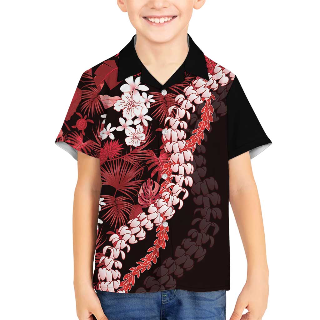 Ulaula Aloha Hawaii Lei Family Matching Summer Maxi Dress and Hawaiian Shirt Tropical Flowers Elegant Vibe LT14 Son's Shirt Red - Polynesian Pride