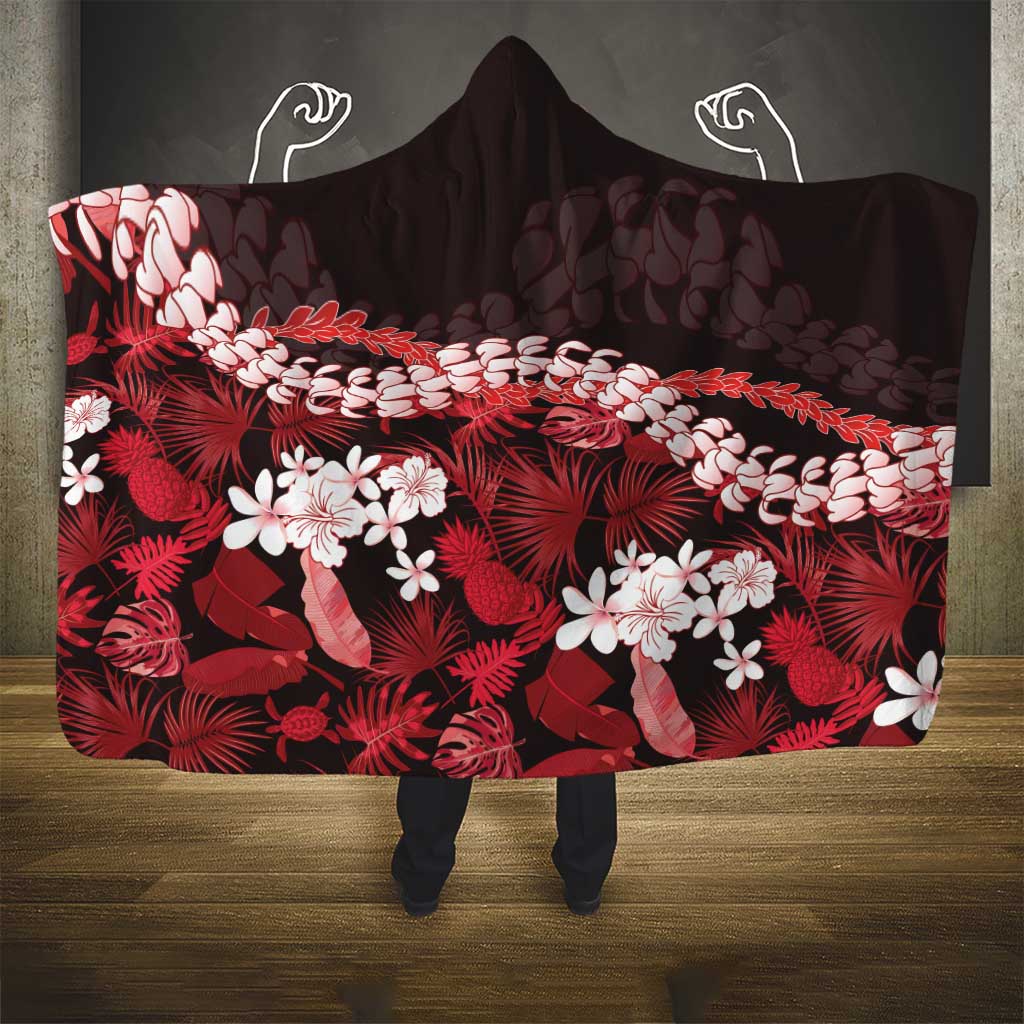 Ulaula Aloha Hawaii Lei Hooded Blanket Tropical Flowers Elegant Vibe - Polynesian Pride
