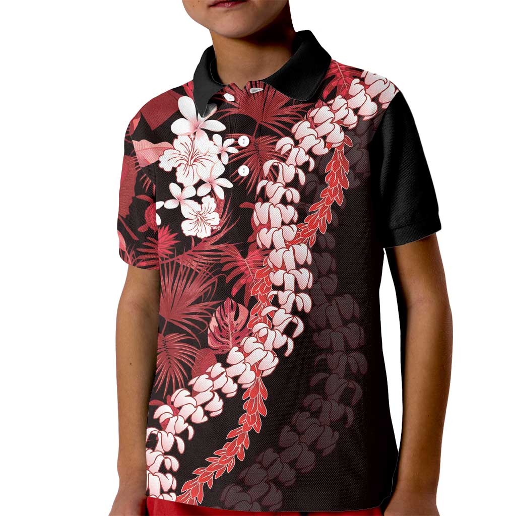 Ulaula Aloha Hawaii Lei Kid Polo Shirt Tropical Flowers Elegant Vibe - Polynesian Pride