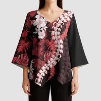 Ulaula Aloha Hawaii Lei Kimono Sleeve Blouse Tropical Flowers Elegant Vibe - Polynesian Pride