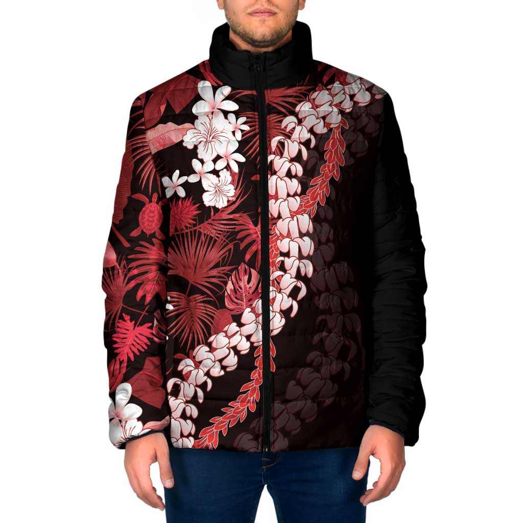 Ulaula Aloha Hawaii Lei Padded Jacket Tropical Flowers Elegant Vibe - Polynesian Pride