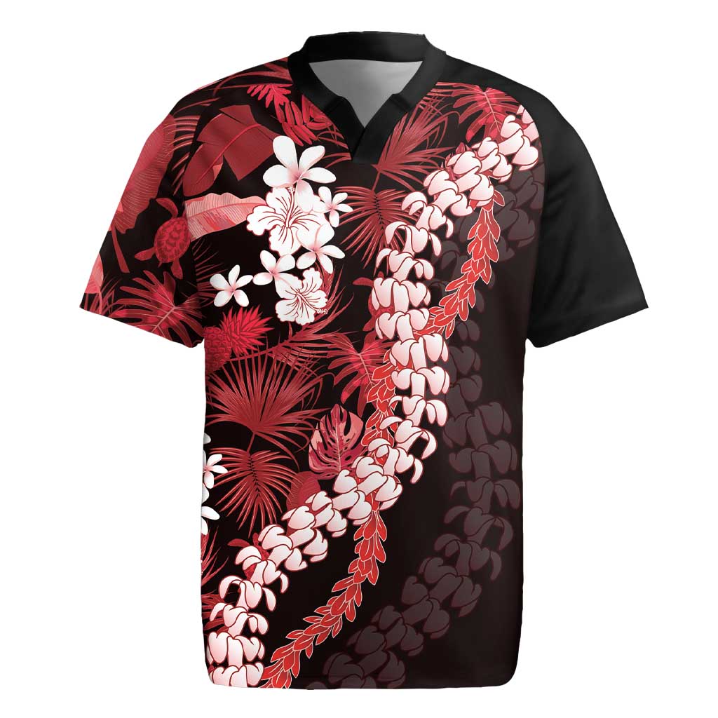 Ulaula Aloha Hawaii Lei Rugby Jersey Tropical Flowers Elegant Vibe - Polynesian Pride