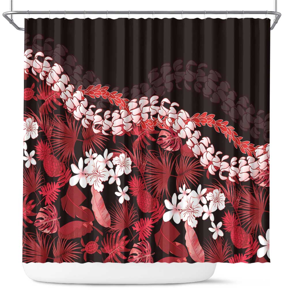 Ulaula Aloha Hawaii Lei Shower Curtain Tropical Flowers Elegant Vibe LT14 Red - Polynesian Pride