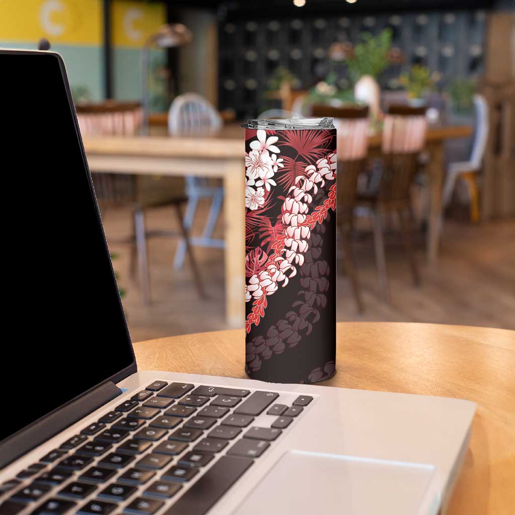Ulaula Aloha Hawaii Lei Skinny Tumbler Tropical Flowers Elegant Vibe - Polynesian Pride
