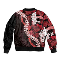 Ulaula Aloha Hawaii Lei Sleeve Zip Bomber Jacket Tropical Flowers Elegant Vibe - Polynesian Pride