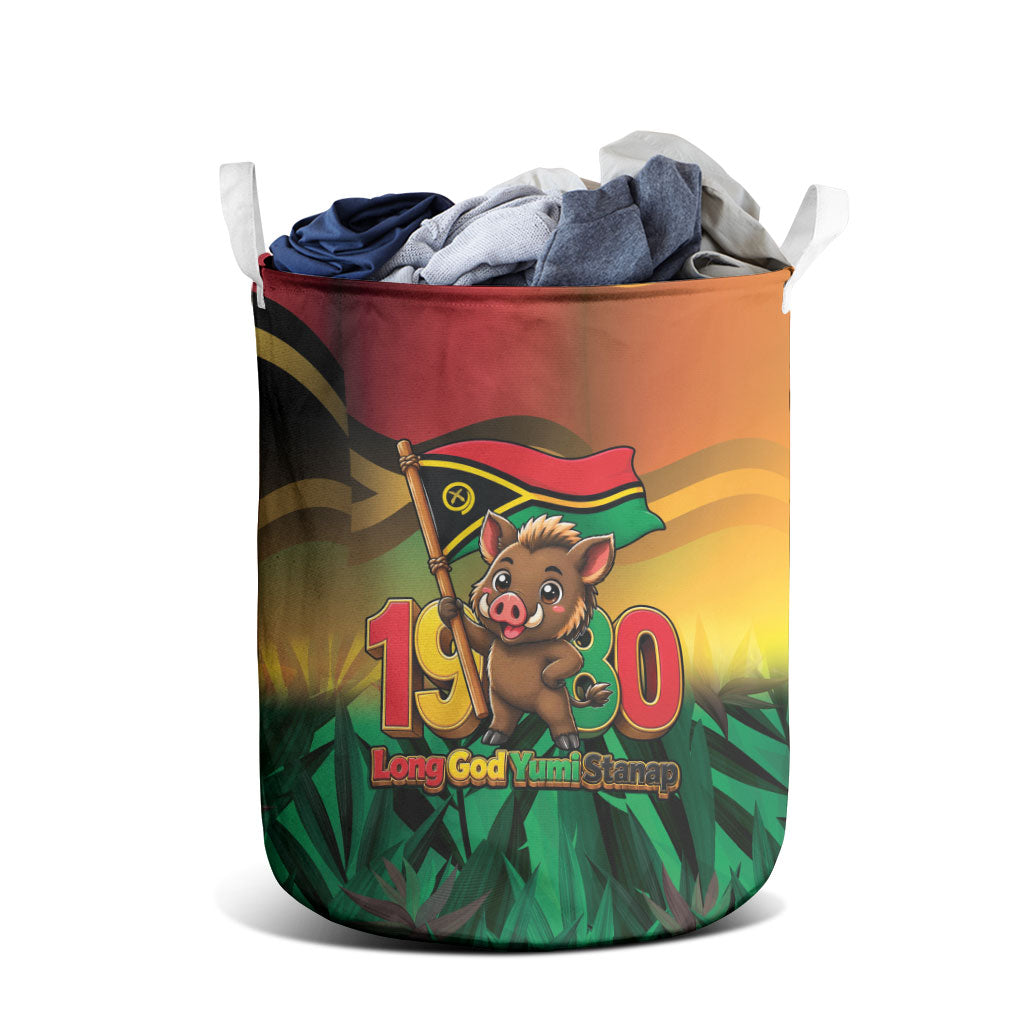 Vanuatu Independence Day Laundry Basket Chibi Boar Proud To Be A Ni-Van