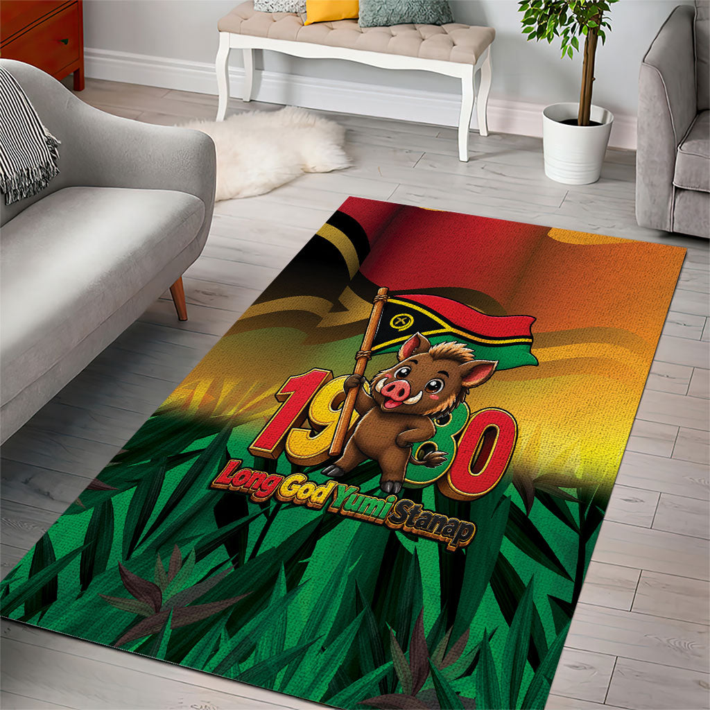 Vanuatu Independence Day Area Rug Chibi Boar Proud To Be A Ni-Van