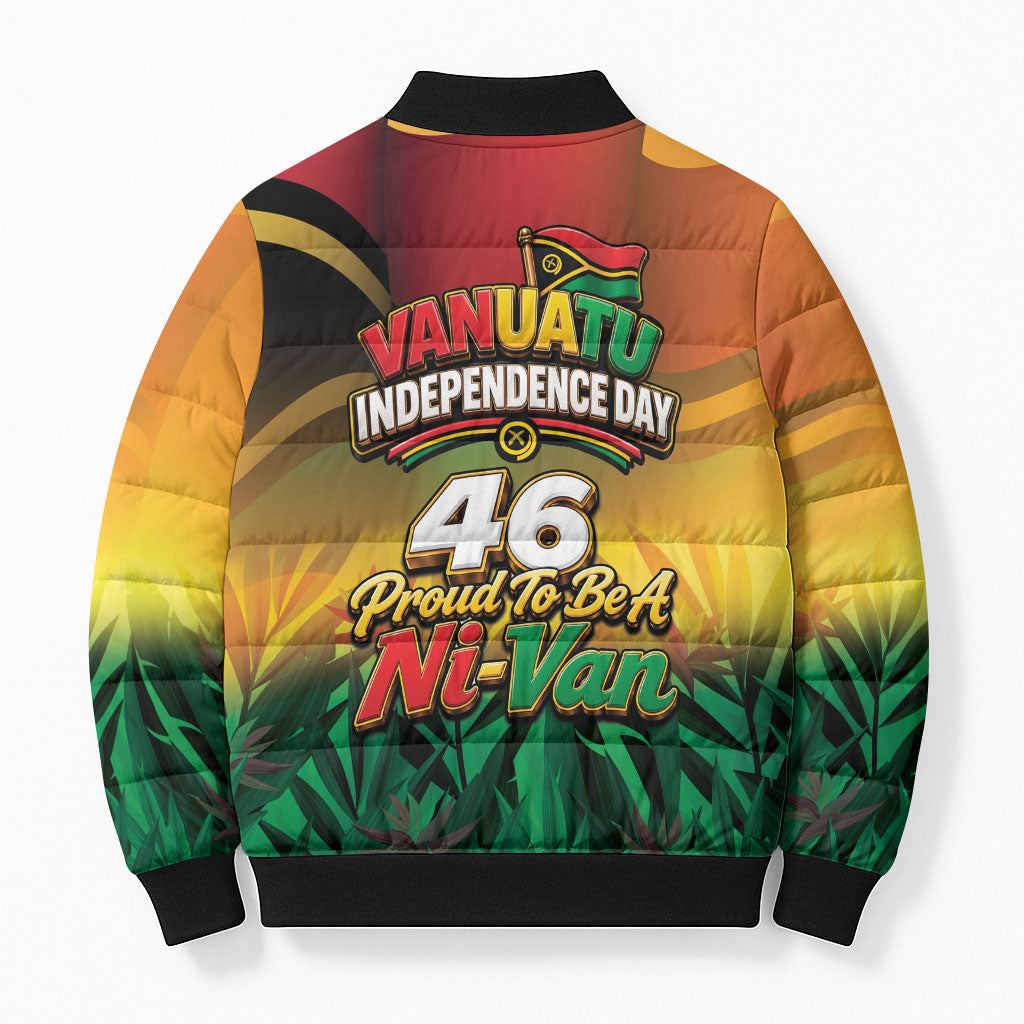 Vanuatu Independence Day Bomber Puffer Jacket Chibi Boar Proud To Be A Ni-Van