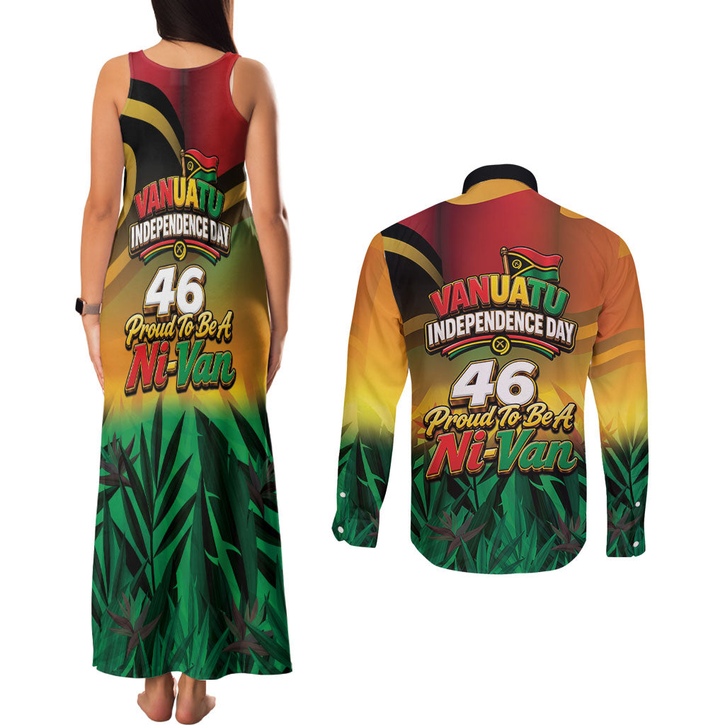 Vanuatu Independence Day Couples Matching Tank Maxi Dress and Long Sleeve Button Shirt Chibi Boar Proud To Be A Ni-Van