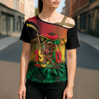 Vanuatu Independence Day Cross Shoulder Shirt Chibi Boar Proud To Be A Ni-Van