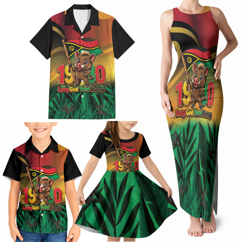 Vanuatu Independence Day Family Matching Tank Maxi Dress and Hawaiian Shirt Chibi Boar Proud To Be A Ni-Van LT14 - Polynesian Pride