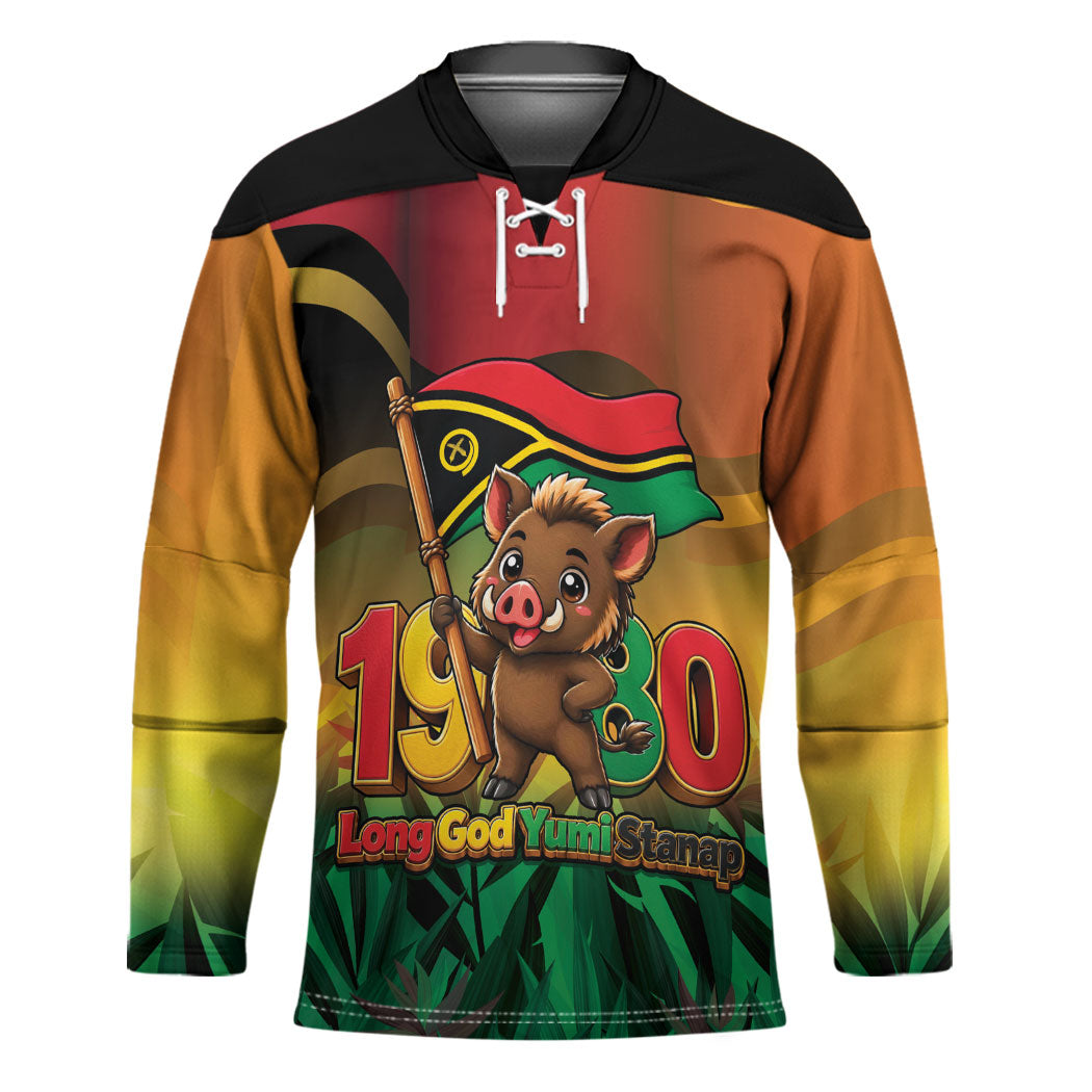Vanuatu Independence Day Hockey Jersey Chibi Boar Proud To Be A Ni-Van