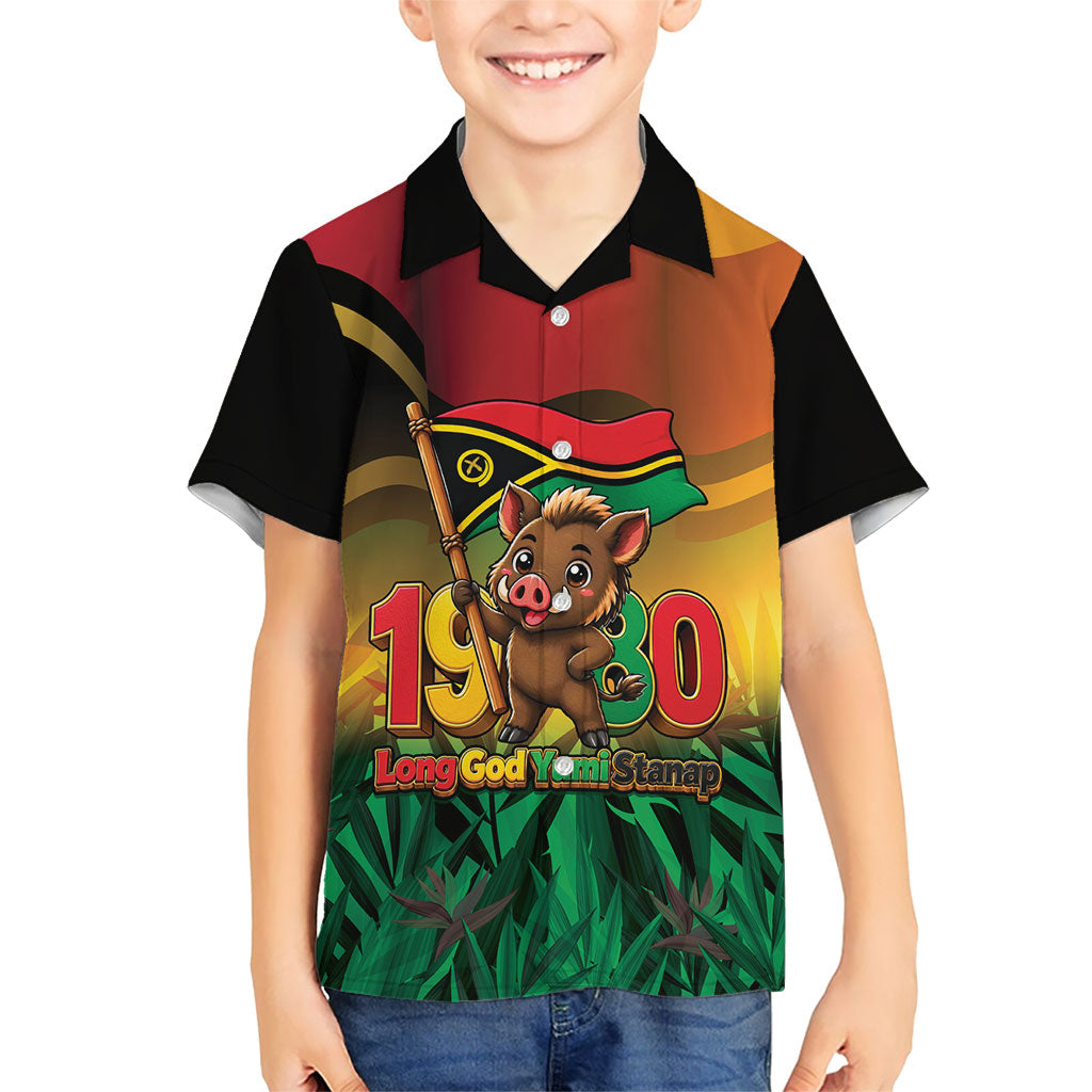 Vanuatu Independence Day Kid Hawaiian Shirt Chibi Boar Proud To Be A Ni-Van