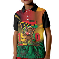 Vanuatu Independence Day Kid Polo Shirt Chibi Boar Proud To Be A Ni-Van