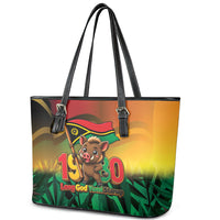 Vanuatu Independence Day Leather Tote Bag Chibi Boar Proud To Be A Ni-Van