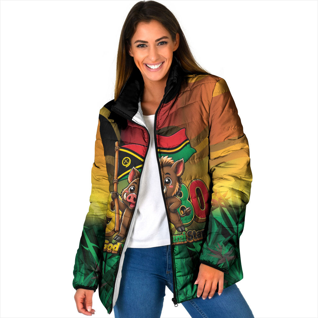 Vanuatu Independence Day Padded Jacket Chibi Boar Proud To Be A Ni-Van