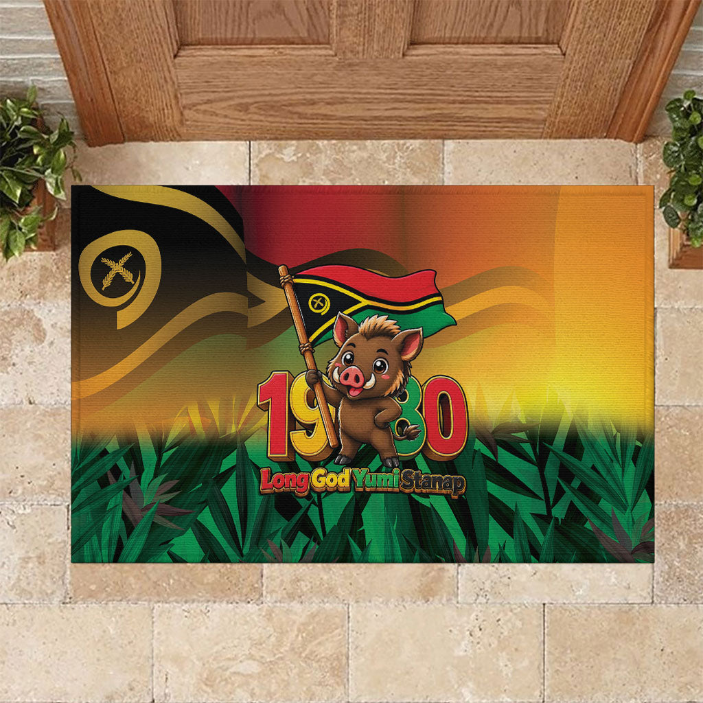 Vanuatu Independence Day Rubber Doormat Chibi Boar Proud To Be A Ni-Van