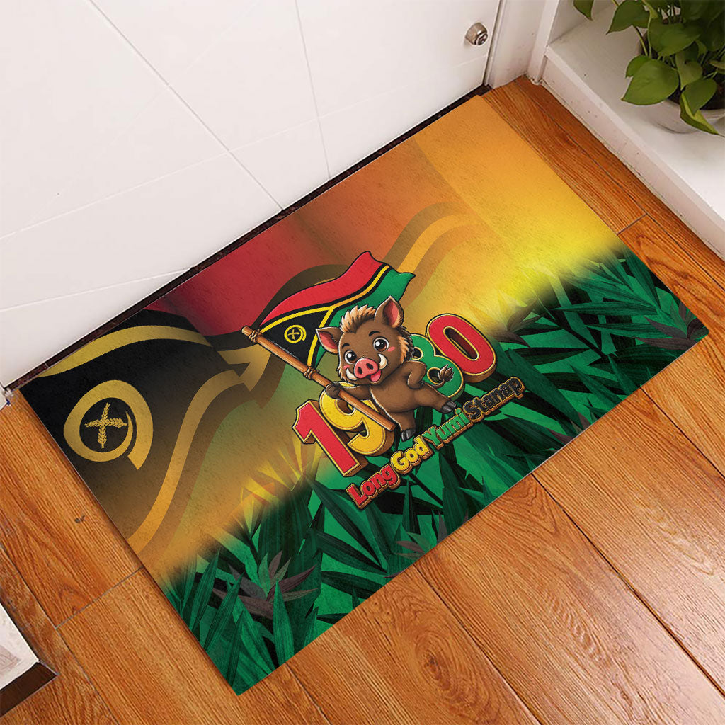 Vanuatu Independence Day Rubber Doormat Chibi Boar Proud To Be A Ni-Van