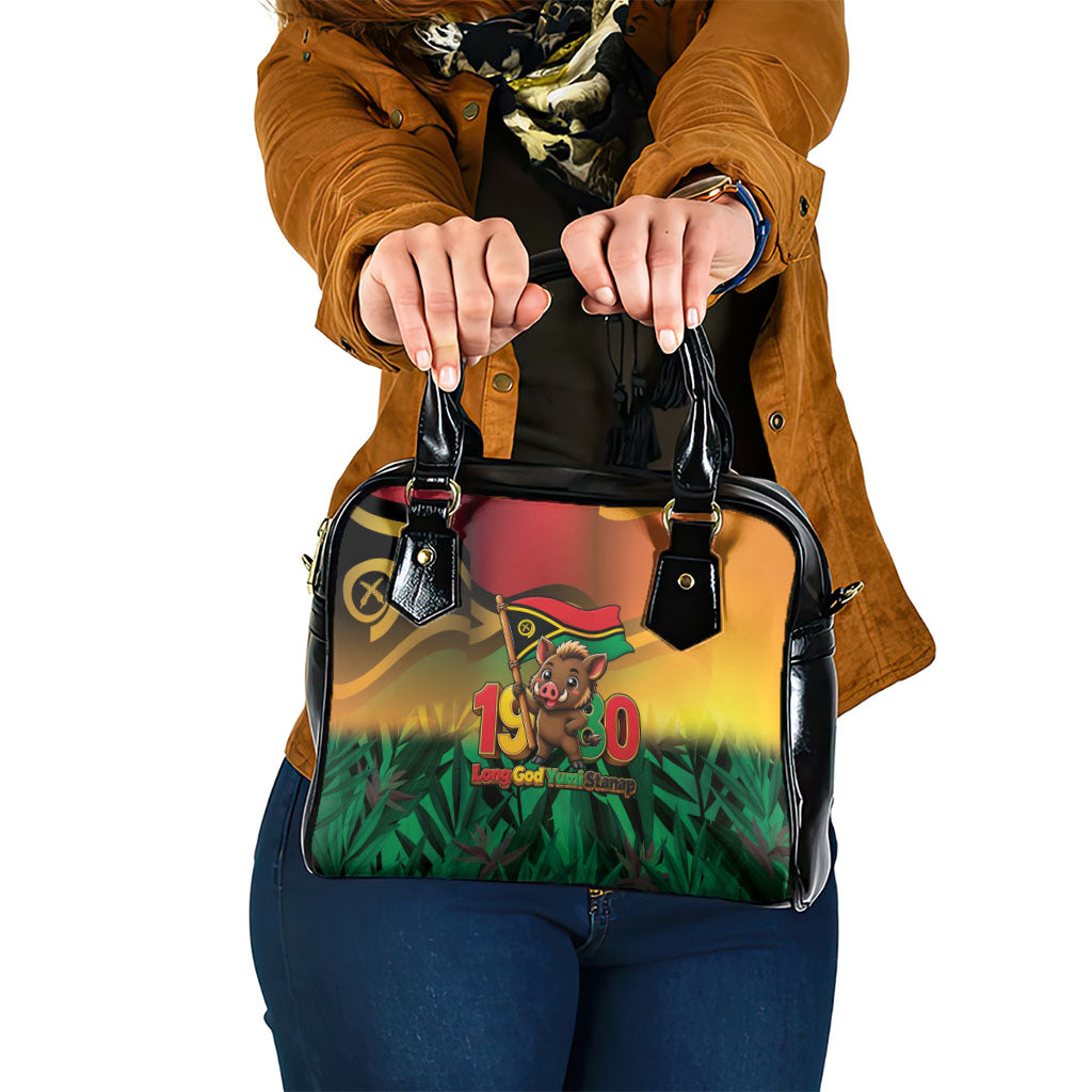 Vanuatu Independence Day Shoulder Handbag Chibi Boar Proud To Be A Ni-Van