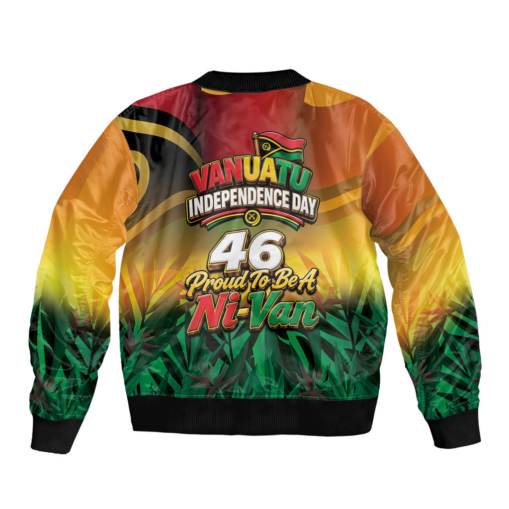 Vanuatu Independence Day Sleeve Zip Bomber Jacket Chibi Boar Proud To Be A Ni-Van