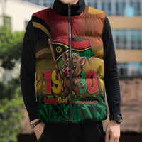 Vanuatu Independence Day Sleeveless Puffer Jacket Chibi Boar Proud To Be A Ni-Van