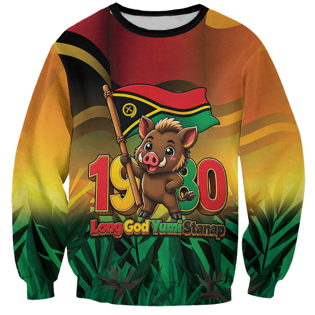 Vanuatu Independence Day Sweatshirt Chibi Boar Proud To Be A Ni-Van
