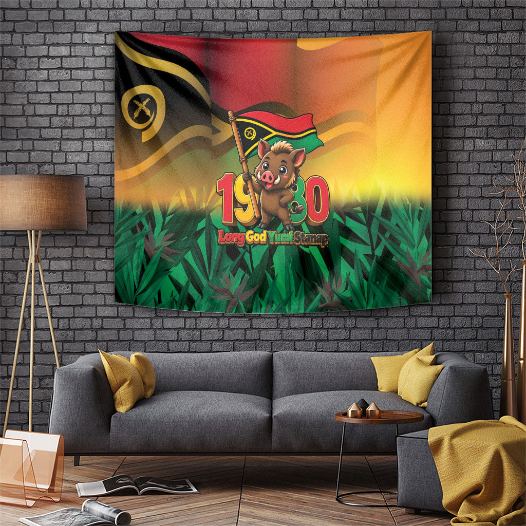 Vanuatu Independence Day Tapestry Chibi Boar Proud To Be A Ni-Van