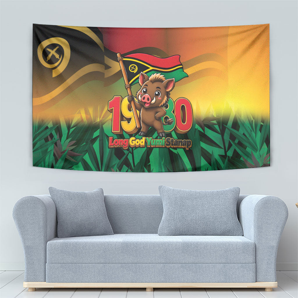 Vanuatu Independence Day Tapestry Chibi Boar Proud To Be A Ni-Van