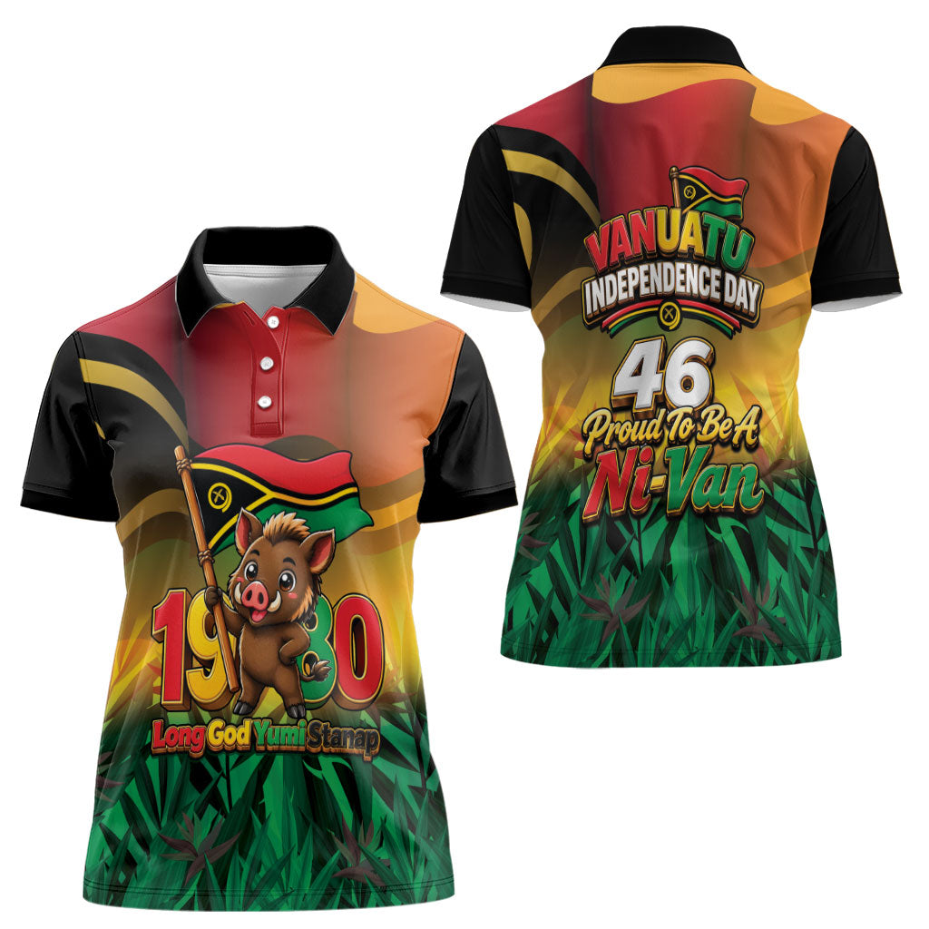 Vanuatu Independence Day Women Polo Shirt Chibi Boar Proud To Be A Ni-Van