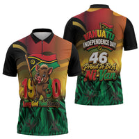 Vanuatu Independence Day Zipper Polo Shirt Chibi Boar Proud To Be A Ni-Van