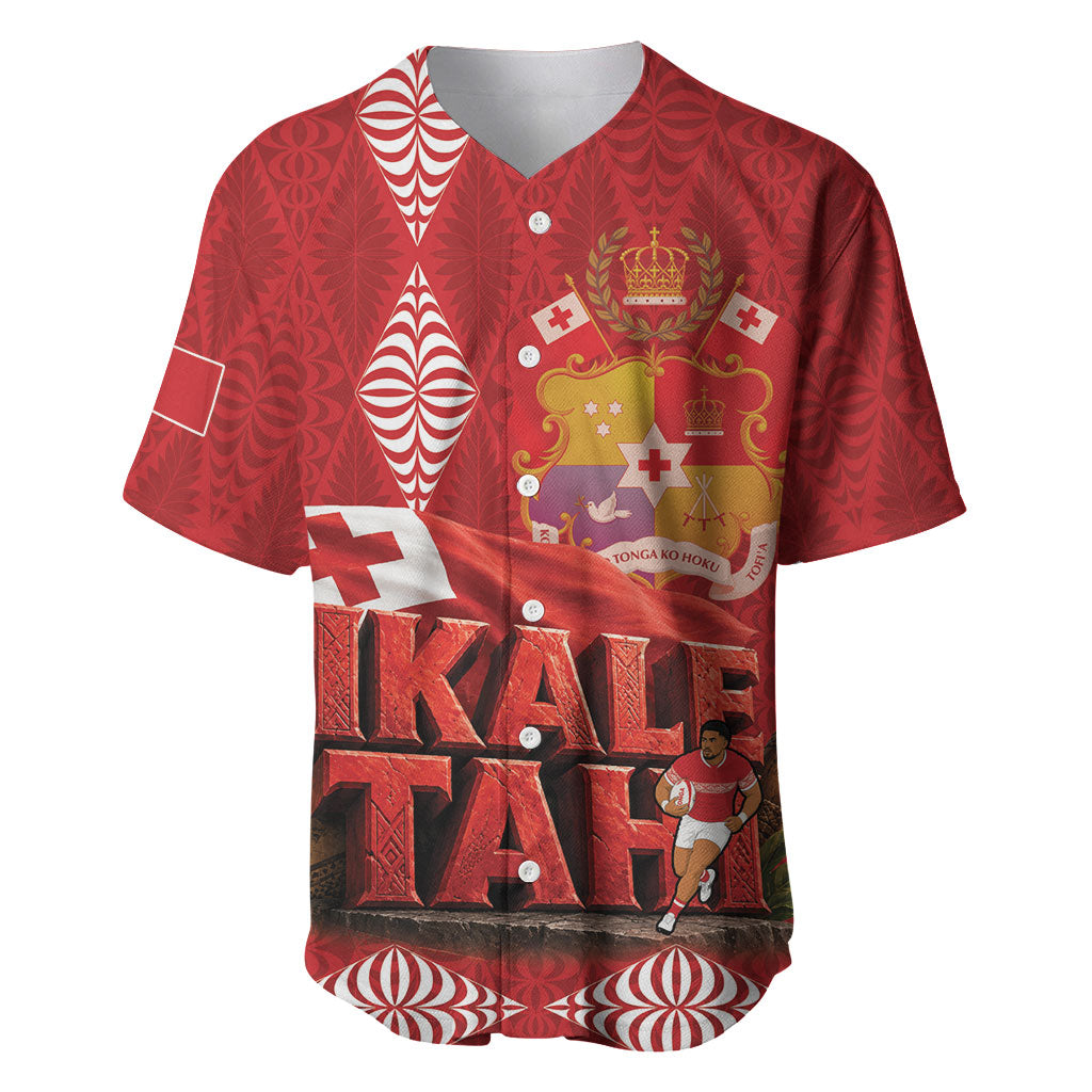 Tonga Rugby Custom Baseball Jersey 2026 Go Ikale Tahi Ngatu Pattern