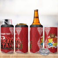 Tonga Rugby Custom 4 in 1 Can Cooler Tumbler 2026 Go Ikale Tahi Ngatu Pattern