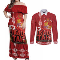 Tonga Rugby Custom Couples Matching Off Shoulder Maxi Dress and Long Sleeve Button Shirt 2026 Go Ikale Tahi Ngatu Pattern