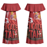 Tonga Rugby Custom Couples Matching Off Shoulder Maxi Dress and Long Sleeve Button Shirt 2026 Go Ikale Tahi Ngatu Pattern LT14 - Polynesian Pride