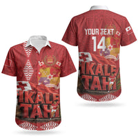 Tonga Rugby Custom Couples Matching Off Shoulder Short Dress and Hawaiian Shirt 2026 Go Ikale Tahi Ngatu Pattern LT14 - Polynesian Pride