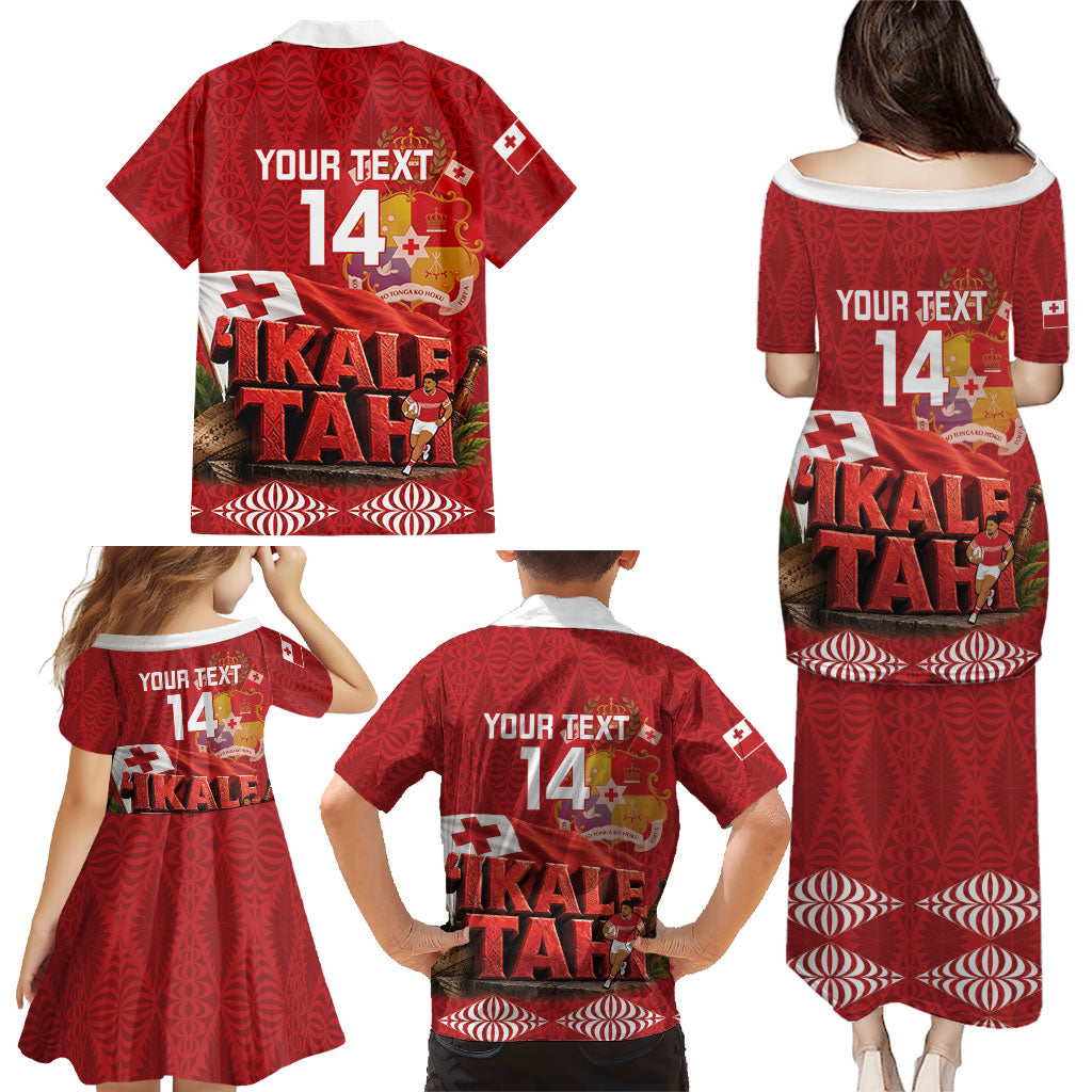 Tonga Rugby Custom Family Matching Puletasi and Hawaiian Shirt 2026 Go Ikale Tahi Ngatu Pattern