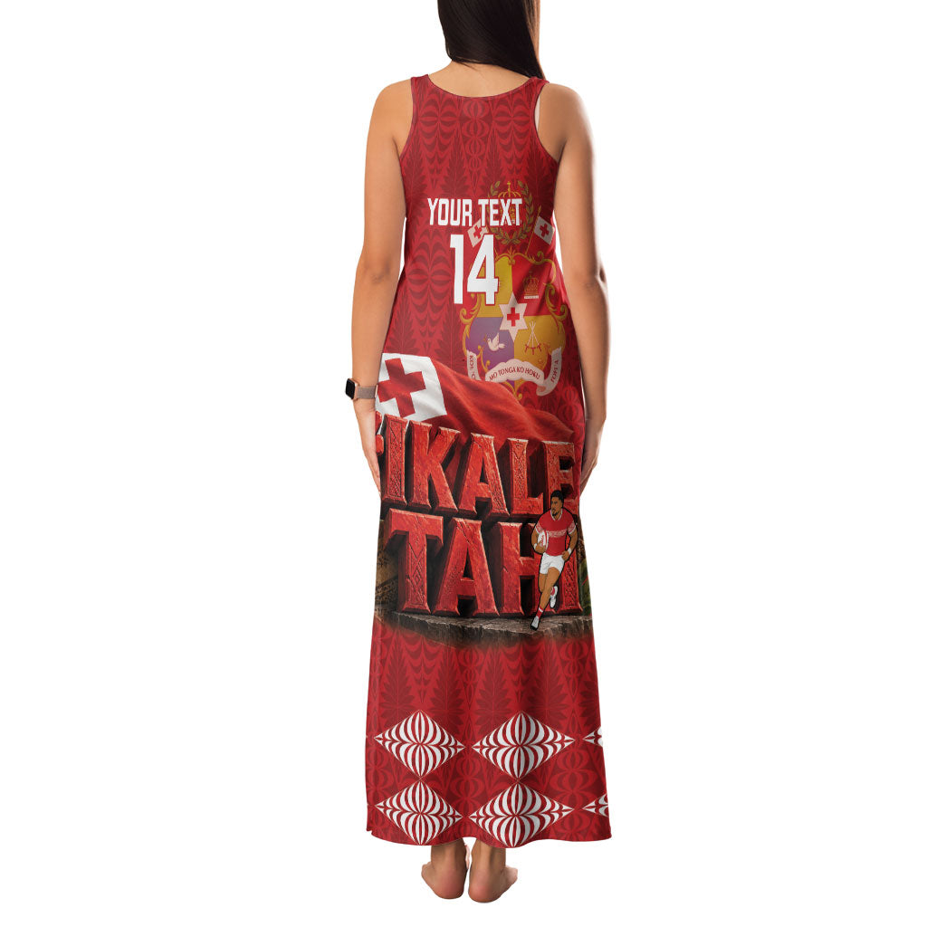 Tonga Rugby Custom Family Matching Tank Maxi Dress and Hawaiian Shirt 2026 Go Ikale Tahi Ngatu Pattern