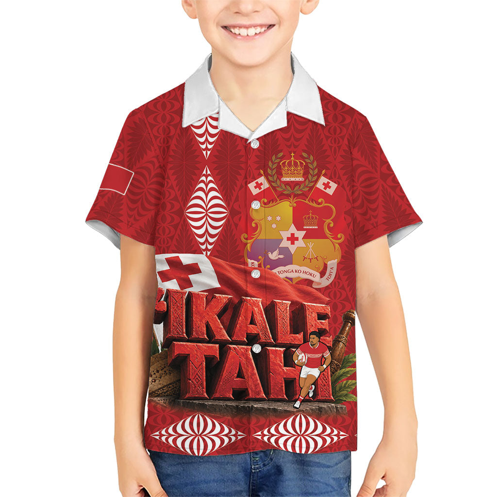 Tonga Rugby Custom Kid Hawaiian Shirt 2026 Go Ikale Tahi Ngatu Pattern